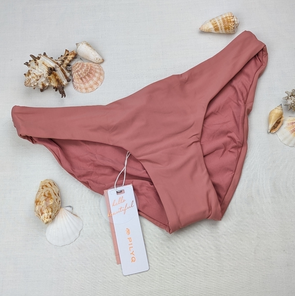 NWT Pilyq Lotus Basic Ruched Full Bikini Bottoms Cheeky PQ swim